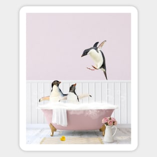 Penguins in a Vintage Bathtub Sticker